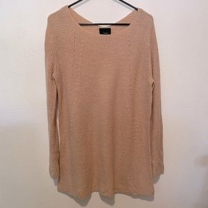 Pink Soft Pastel Peach Sweater Women’s Size Medium Scoop Neck